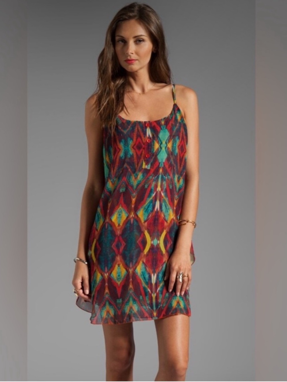 Alice + Olivia Rhi Tiered Hem Tank Dress in Tribal Diamond